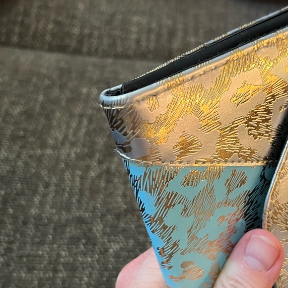Turquoise & Gold Leopard Print Clutch - Picture 7 of 11
